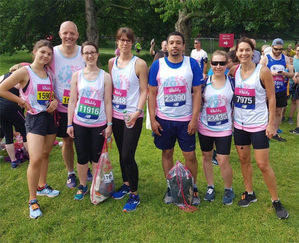 Image of the Topic of Cancer Vitality London 10k team who completed the event to raise funds for objectives.